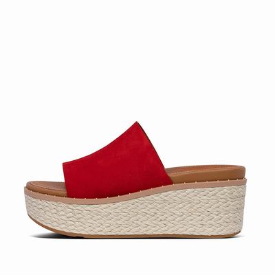 Fitflop Eloise Espadrille Suede Wedge Slides - Keilsandaletten Damen - Rot (UYN106539)